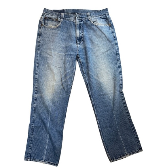 Makaveli Branded Blue Jeans Size 38 Y2K Distressed Wide Leg Denim Tupac 2Pac - Picture 1 of 8